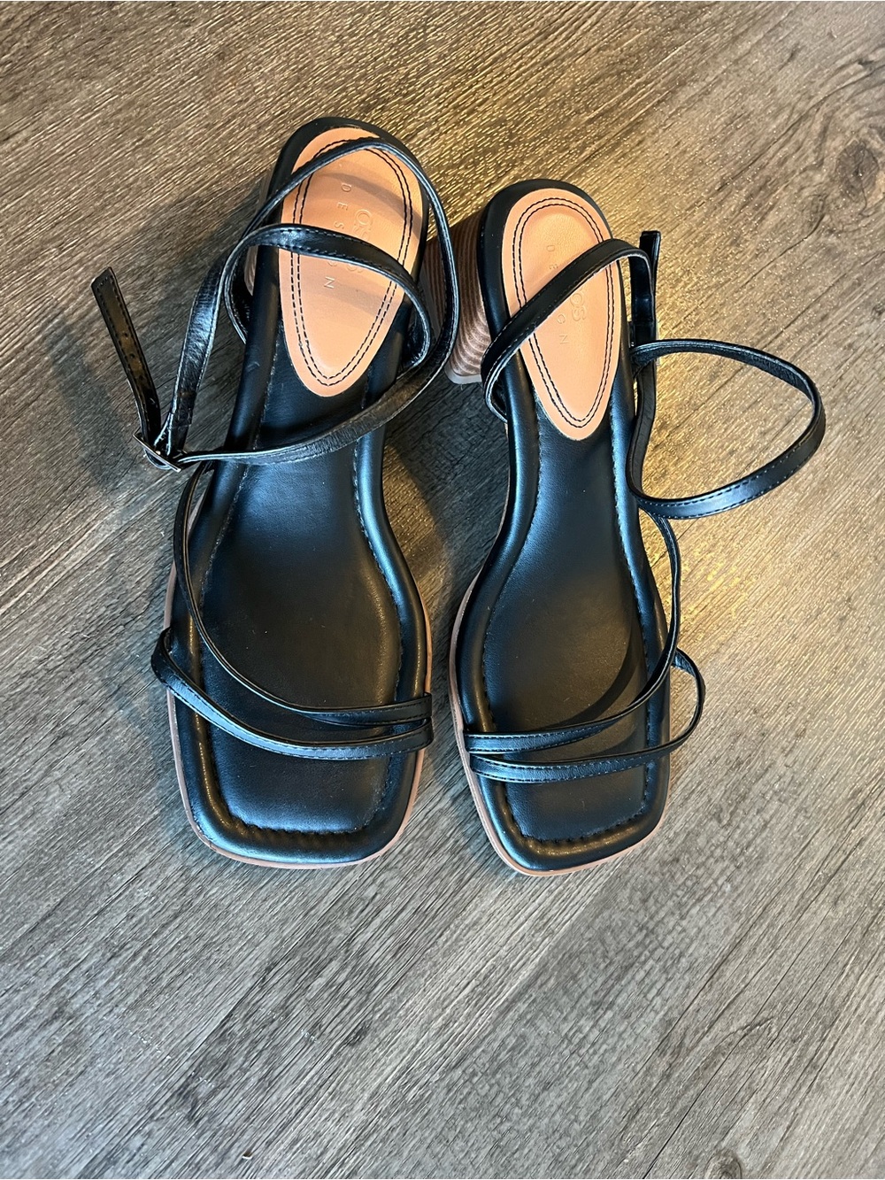 ASOS Black Square-Toe Strappy Sandals